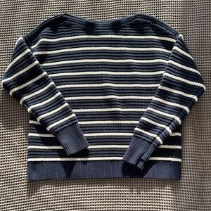 lululemon athletica Navy and White Striped Women's Sweater